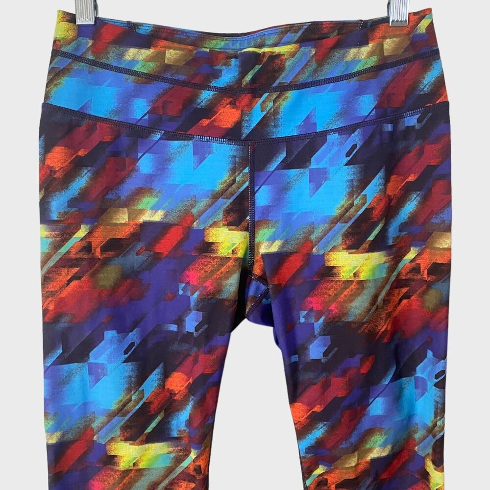 Athleta Cropped Colorburst Sonar Running Leggings Womens Medium Athletic Stretch - Picture 5 of 10